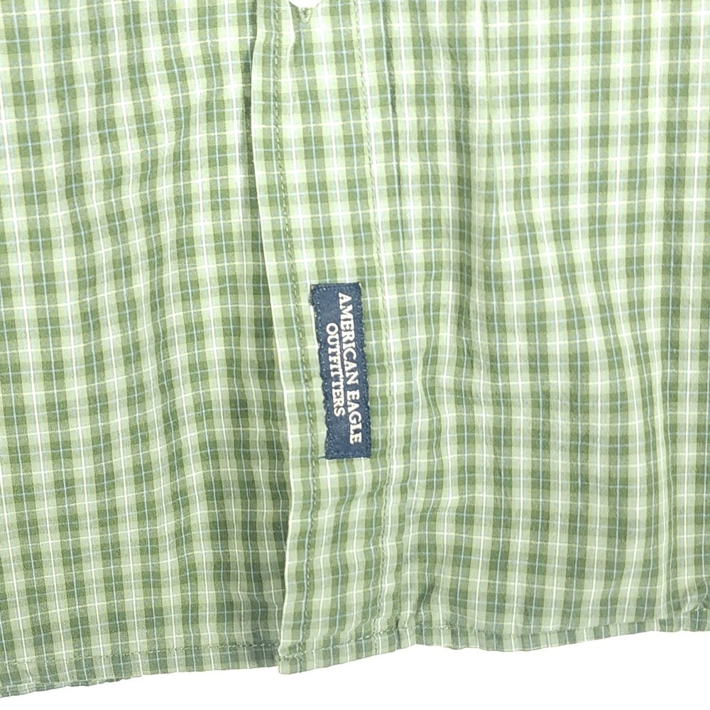 American Eagle Outfitters Shirt Mens Large Green Check Long Sleeve Button Up - Picture 4 of 9